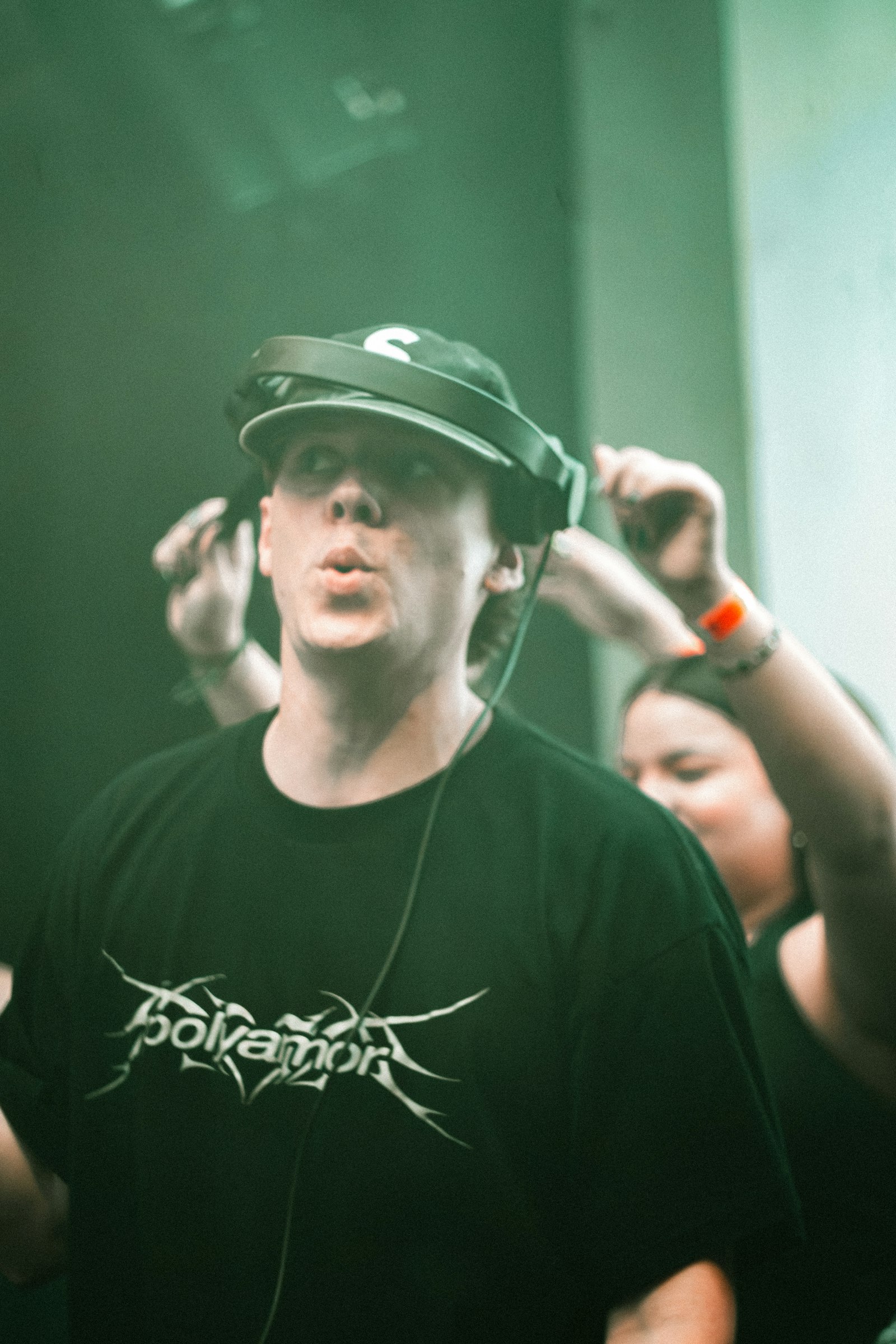 Crowd at a DJ-led techno event